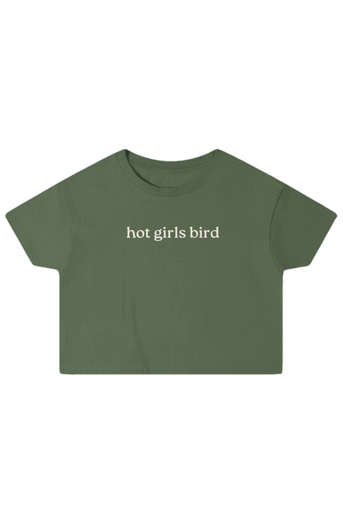 hot girls bird crop top in pine